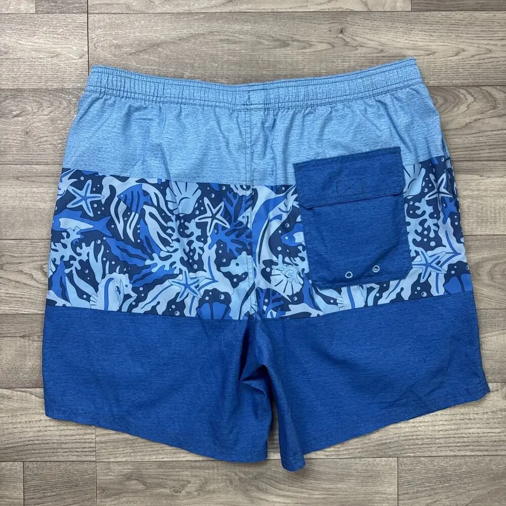 Vineyard Vines Swim Trunks Shorts Blue Fish Pattern sz L